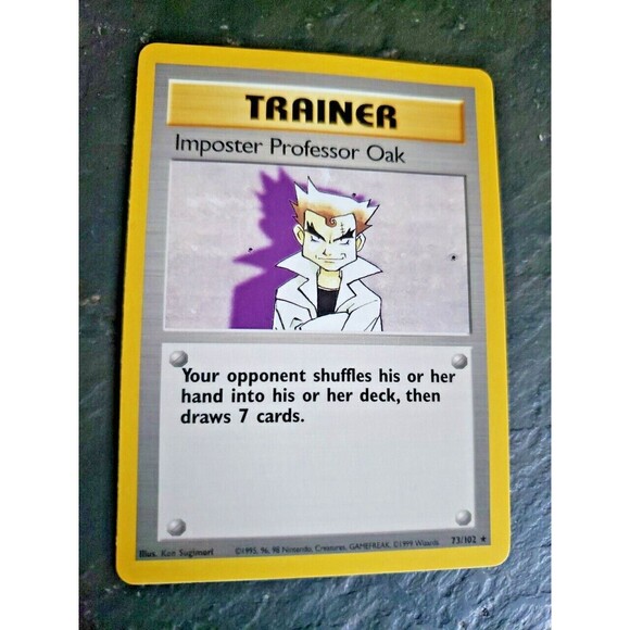 POKEMON TCG Trainer Imposter Professor Oak 73/102 BASE SET UNLIMITED Rare Card - Picture 1 of 5
